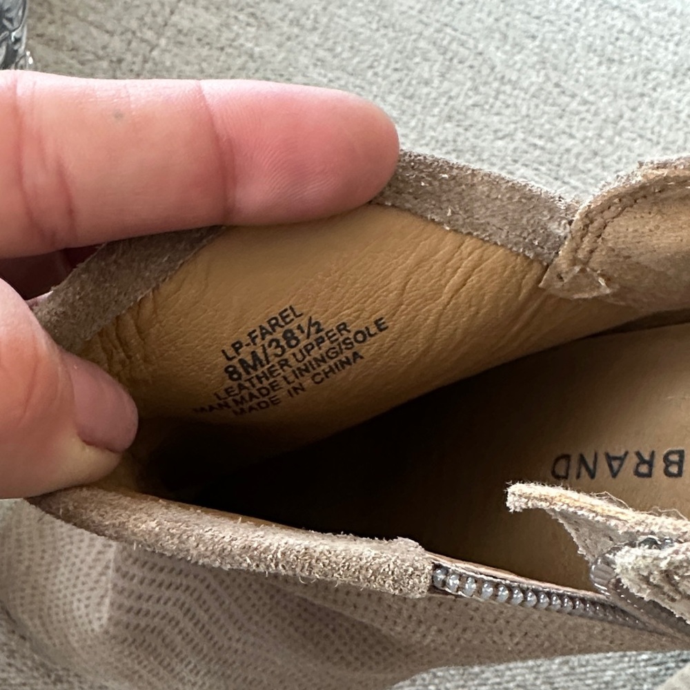 Lucky Brand Textured Tan Ankle Booties - Picture 5 of 6